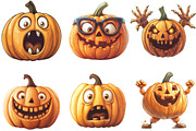 Pumpkin Face Funny Halloween Clipart, an Illustration by CraftArtStudio (Thumbnail 3 of 6)