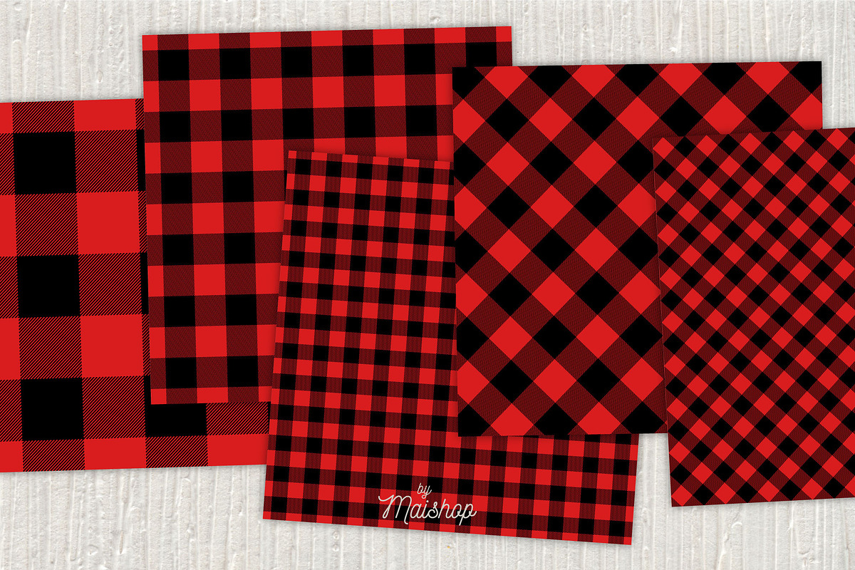 Digital Paper Buffalo Plaid Set 01, a Pattern Graphic by Maishop