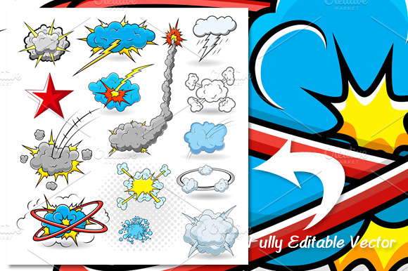 Comic Explosion Cloud Burst Vector preview 2
