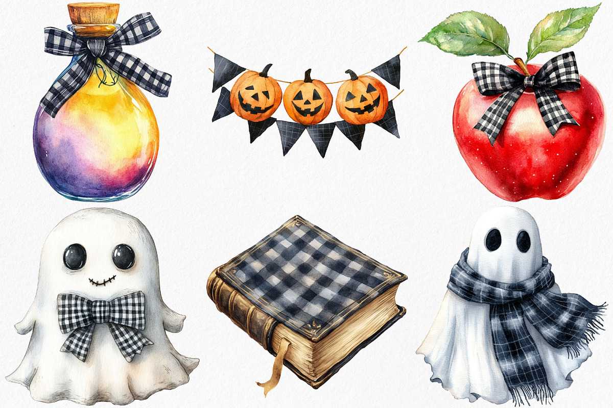 Watercolor Black Gingham Halloween, an Illustration by Canvas Craft (Photo 5 of 8)