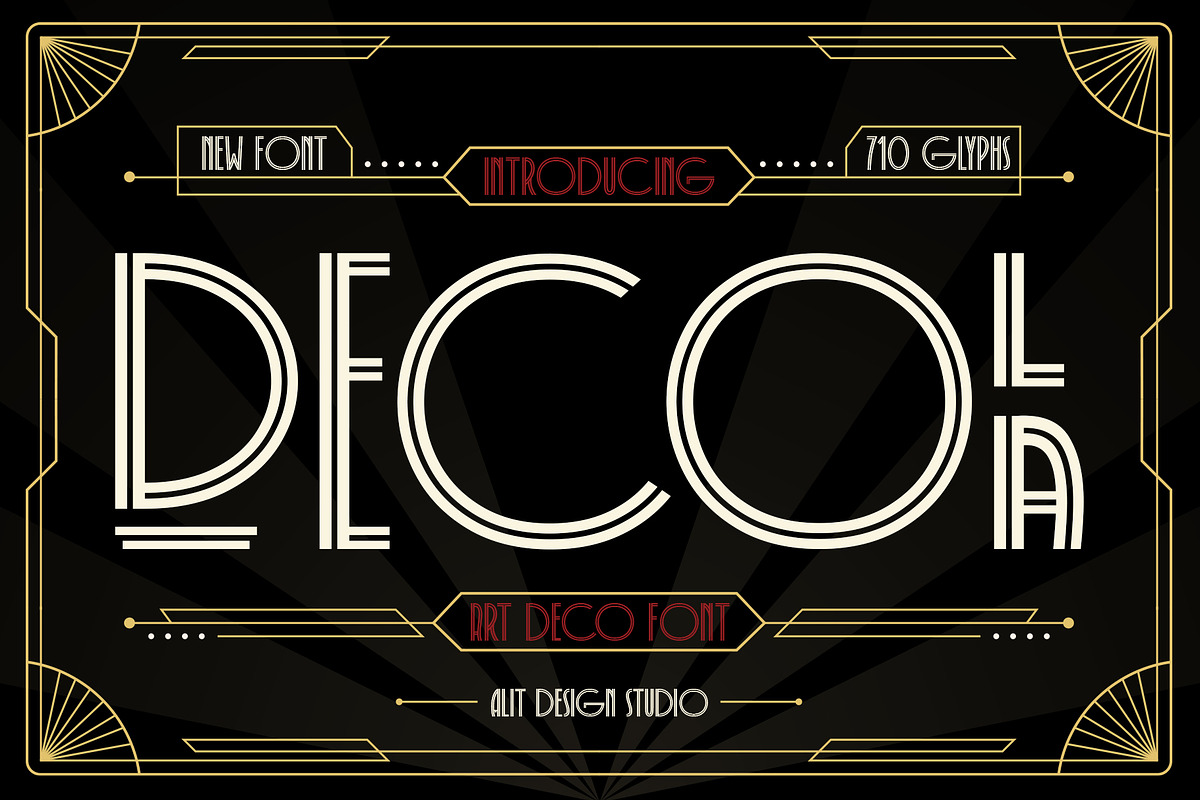 Decola Art Deco Typeface, a Serif Font by alit design (Photo 1 of 15)