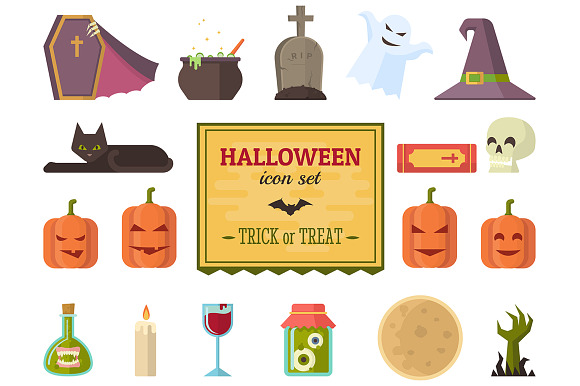 Halloween Icons Set.