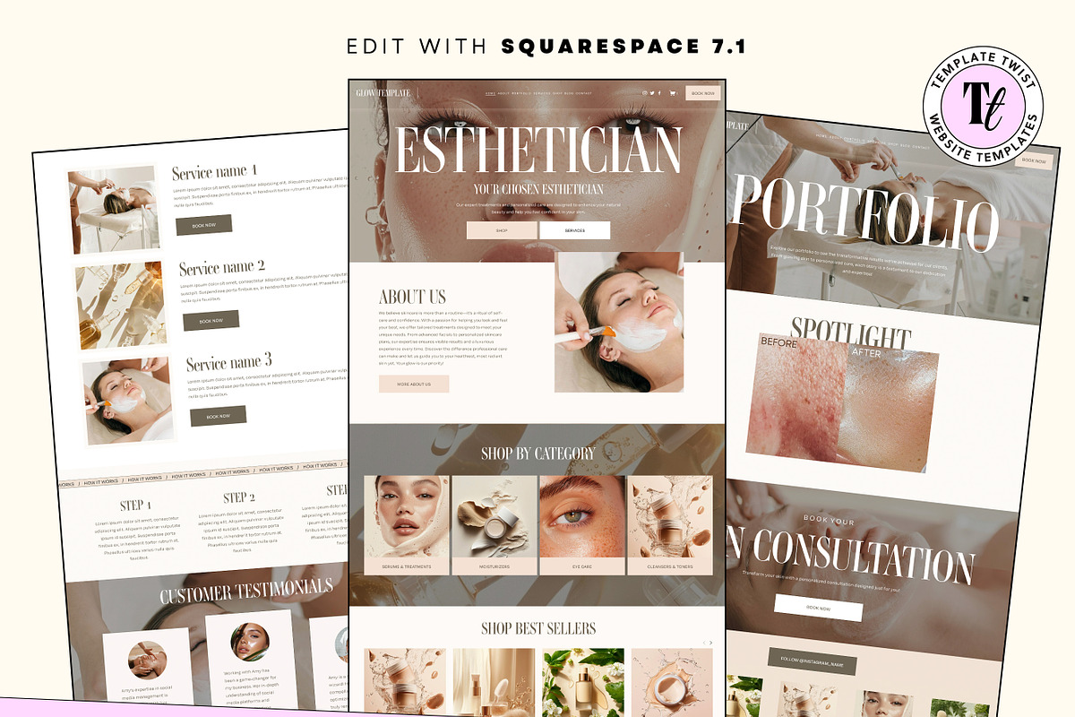 Esthetician Website Template, a Squarespace Template by Template Twist Shop (Photo 2 of 10)