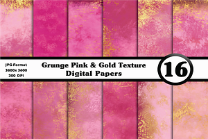 Grunge Pink And Gold Textures Pack