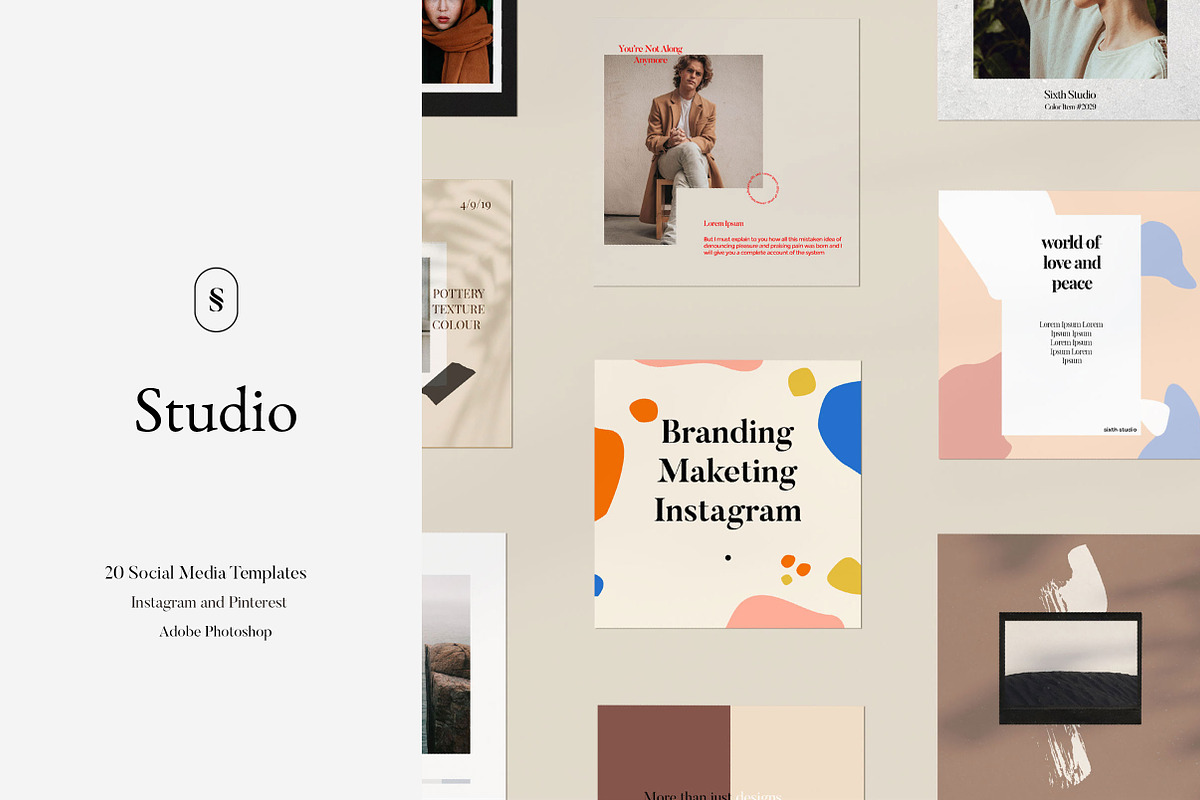 Studio Social Media Templates, a Social Media Template by Sixth Studio Co (Photo 1 of 6)