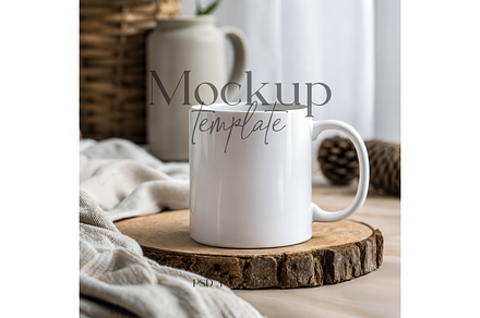 Cozy Mug Mockup with Wooden Base, a Product Mockup by MockupWizard