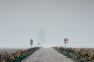 Foggy road stock photo containing fog and outdoors