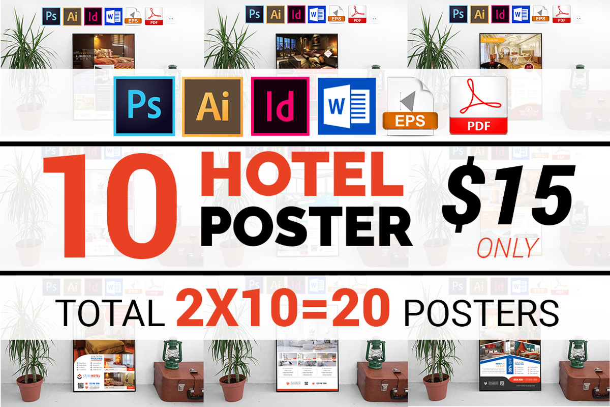 10 Hotel Poster Bundle 90% OFF, a Flyer Template by Imagine Design Studio (Photo 1 of 12)