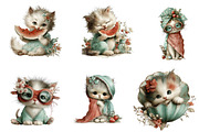 Whimsical Summer Cat Clipart, an Illustration by CreationArt (Thumbnail 2 of 7)