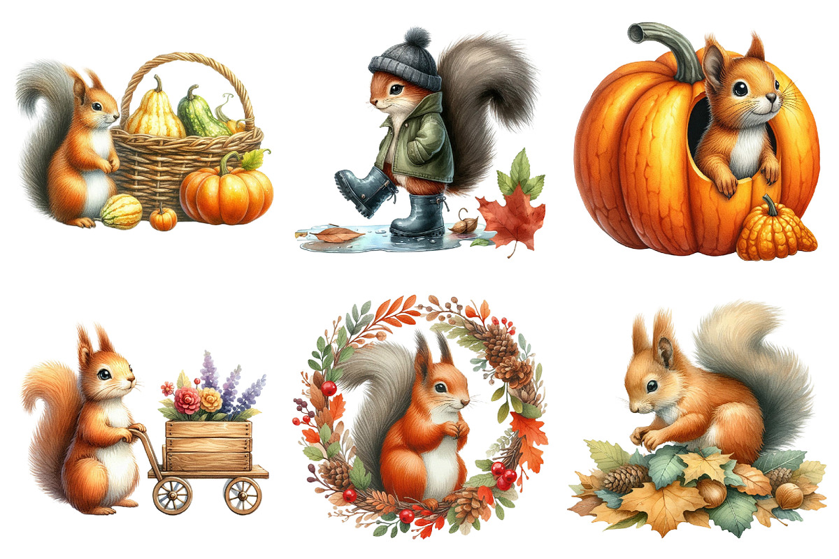 Fall Squirrels Garden Clipart, an Illustration by Daily.Designs (Photo 4 of 5)