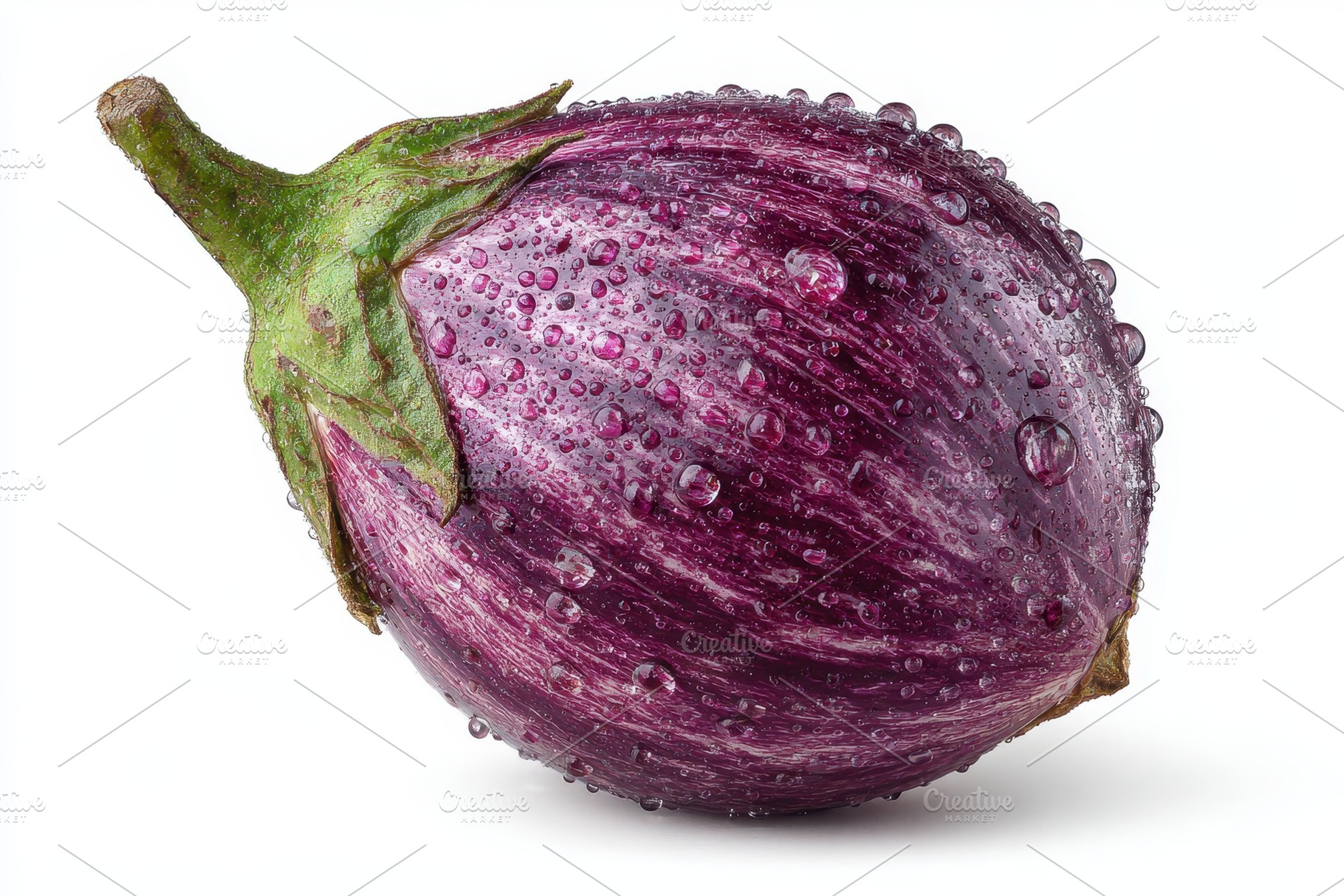 Fresh Purple Eggplant Water Drops Ve, a Photo by Pixeness Studio