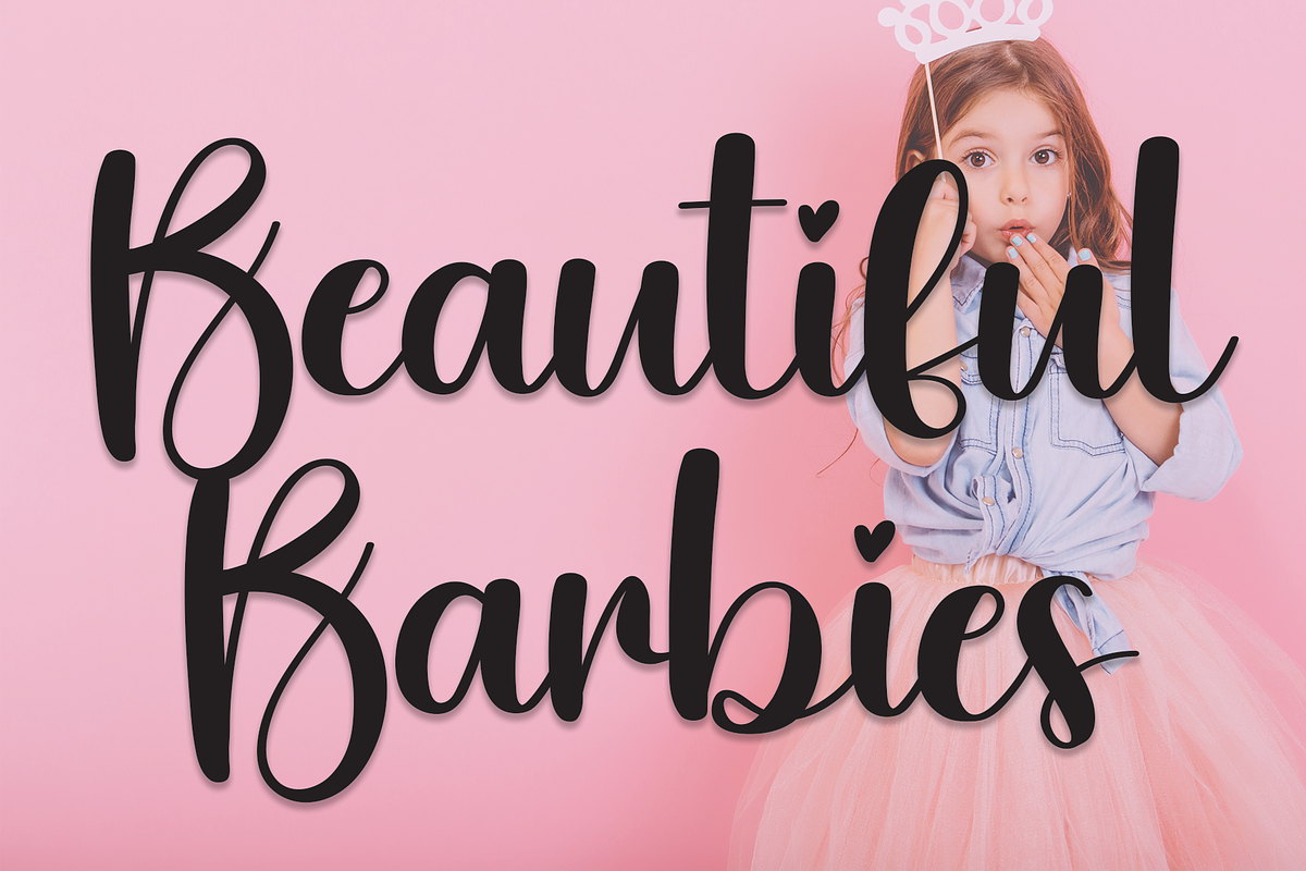 Beautiful Barbies | Script Font, a Script Font by Scratchones (Photo 1 of 8)