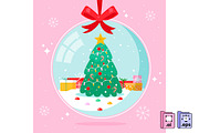 Flat Hanging Snow Globe, a Decorative Illustration by MISS CHATZ (Thumbnail 1 of 3)