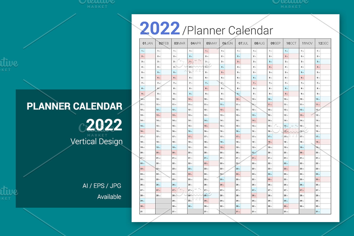 Calendar 2022 Planner Simple Style, a Stationery Template by WORAKAMON Design Studio (Photo 1 of 5)