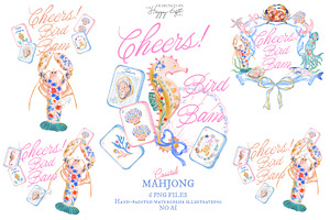 Preppy Coastal Mahjong Illustration