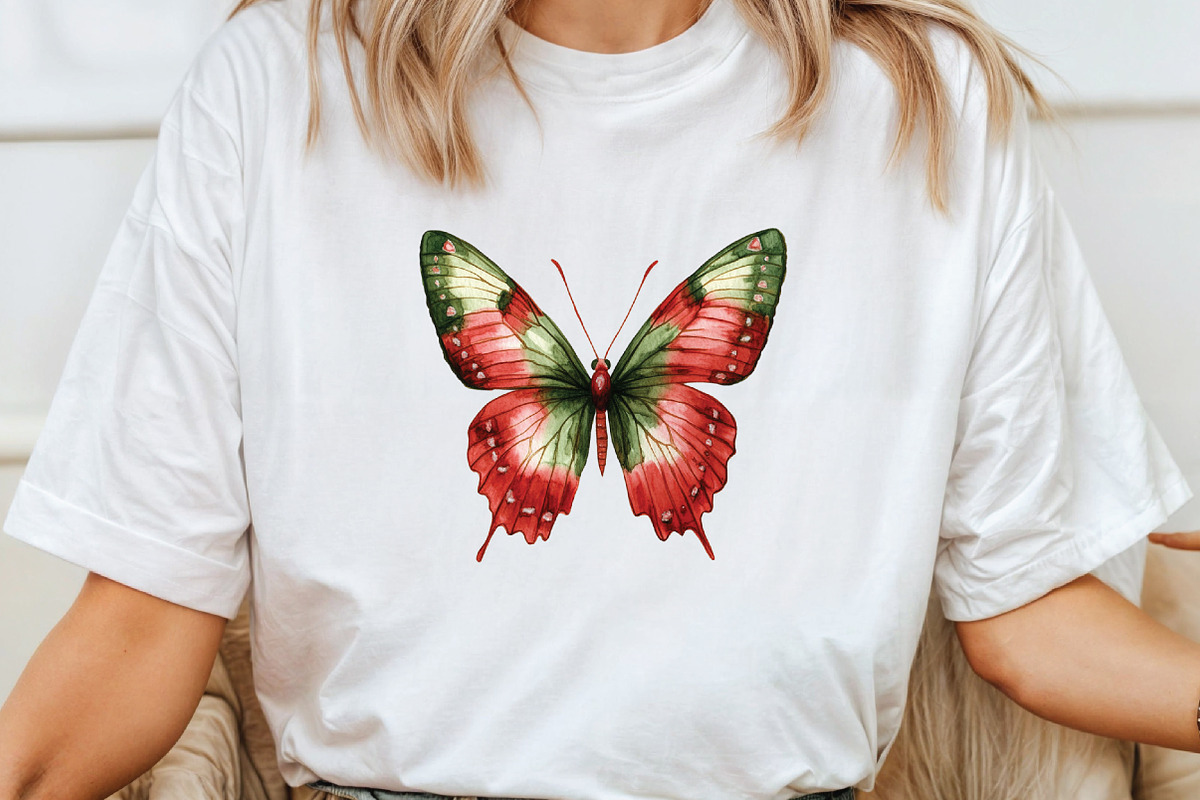 Watercolor Christmas Butterfly Clipa, an Illustration by CraftArtStudio (Photo 4 of 6)