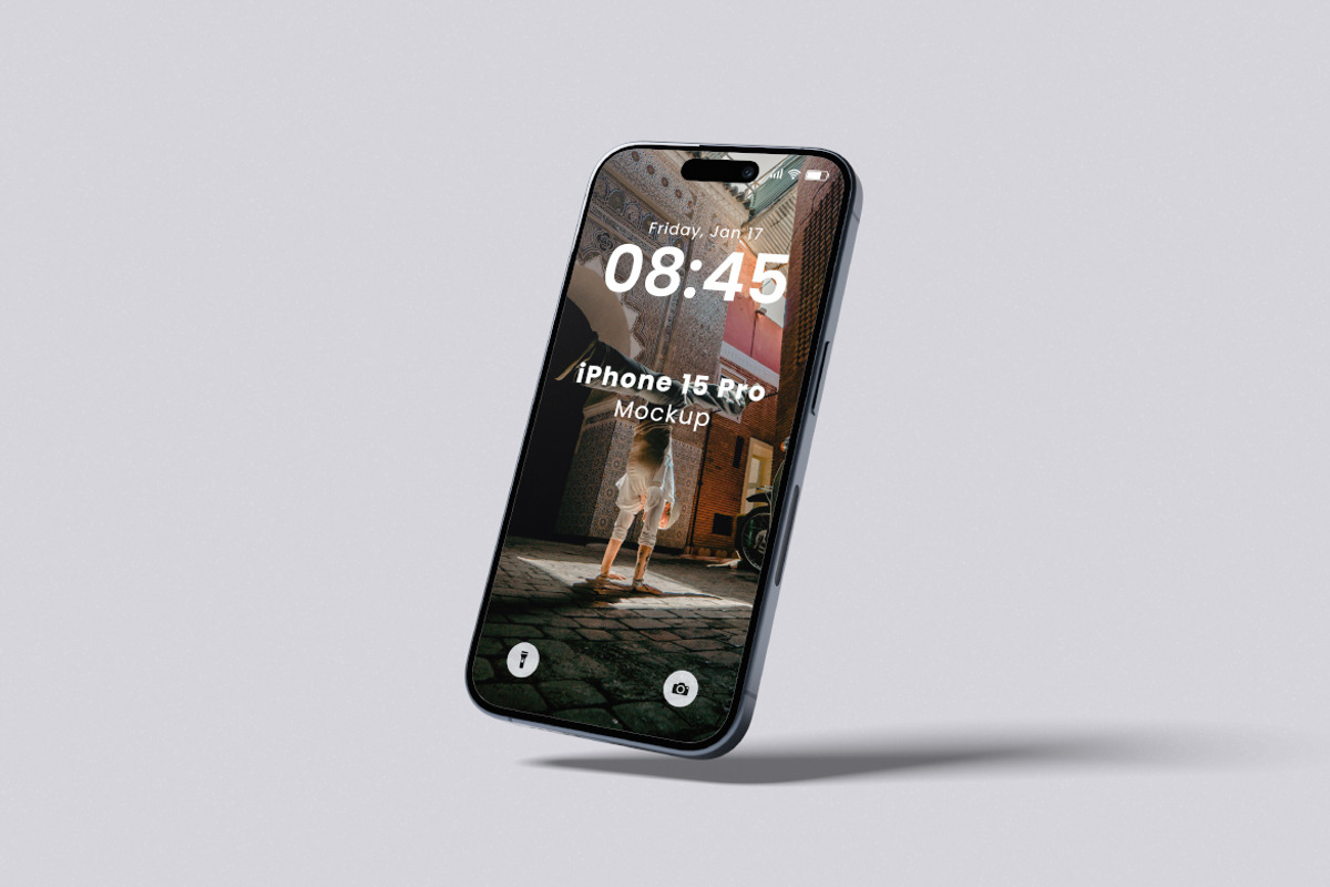 iPhone 15 Pro Mockup, an iPhone Mockup by Pikachudesign (Photo 3 of 5)