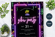 Editable Glow Party Invitation, an Invitation Template by Tracia Creative (Thumbnail 2 of 6)