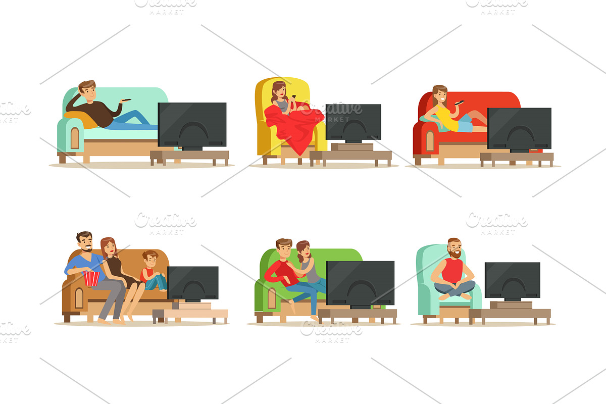 People Characters Sitting on Cozy, a Person Illustration by TopVectors