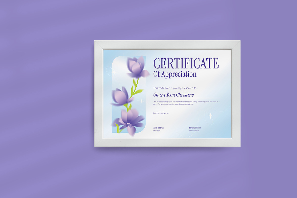 Purple Floral Certificate, a Stationery Template by Neermana (Photo 3 of 4)