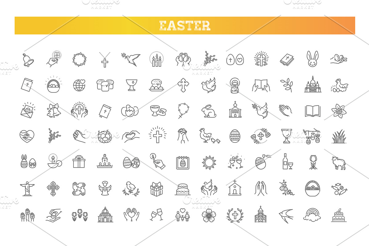 Easter Line Icons Set, an Outline Icon by Tettygreen (Photo 1 of 3)