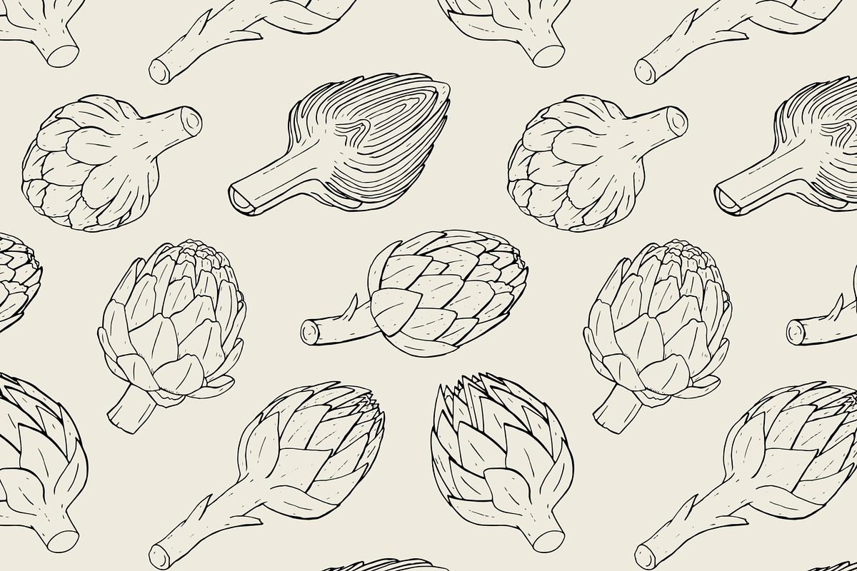 Artichoke, hand drawn set, patterns, a Decorative Illustration by Good Studio (Photo 5 of 8)