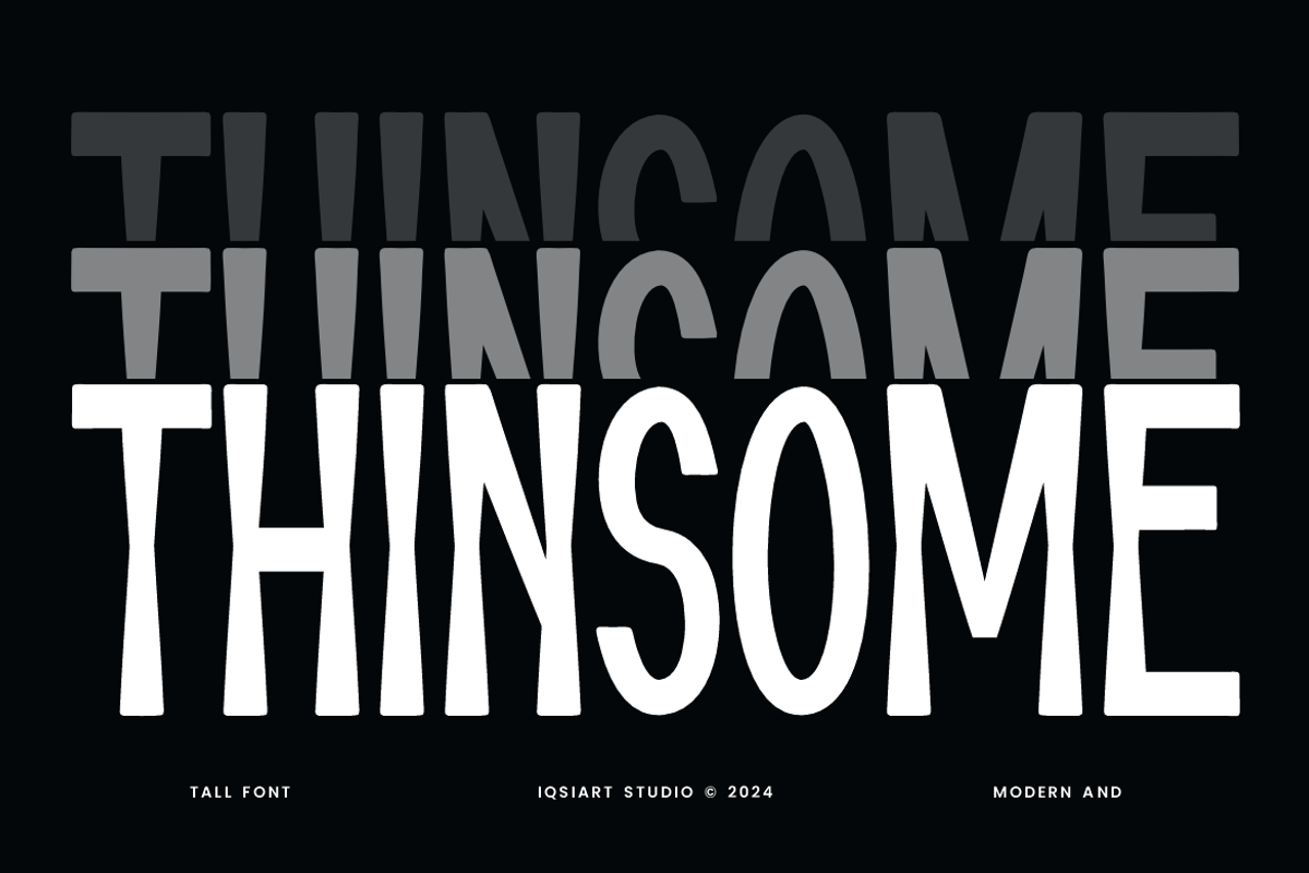 Thinsome - Thin & Tall Font, a Sans Serif Font by Iqsiart Studio (Photo 1 of 6)
