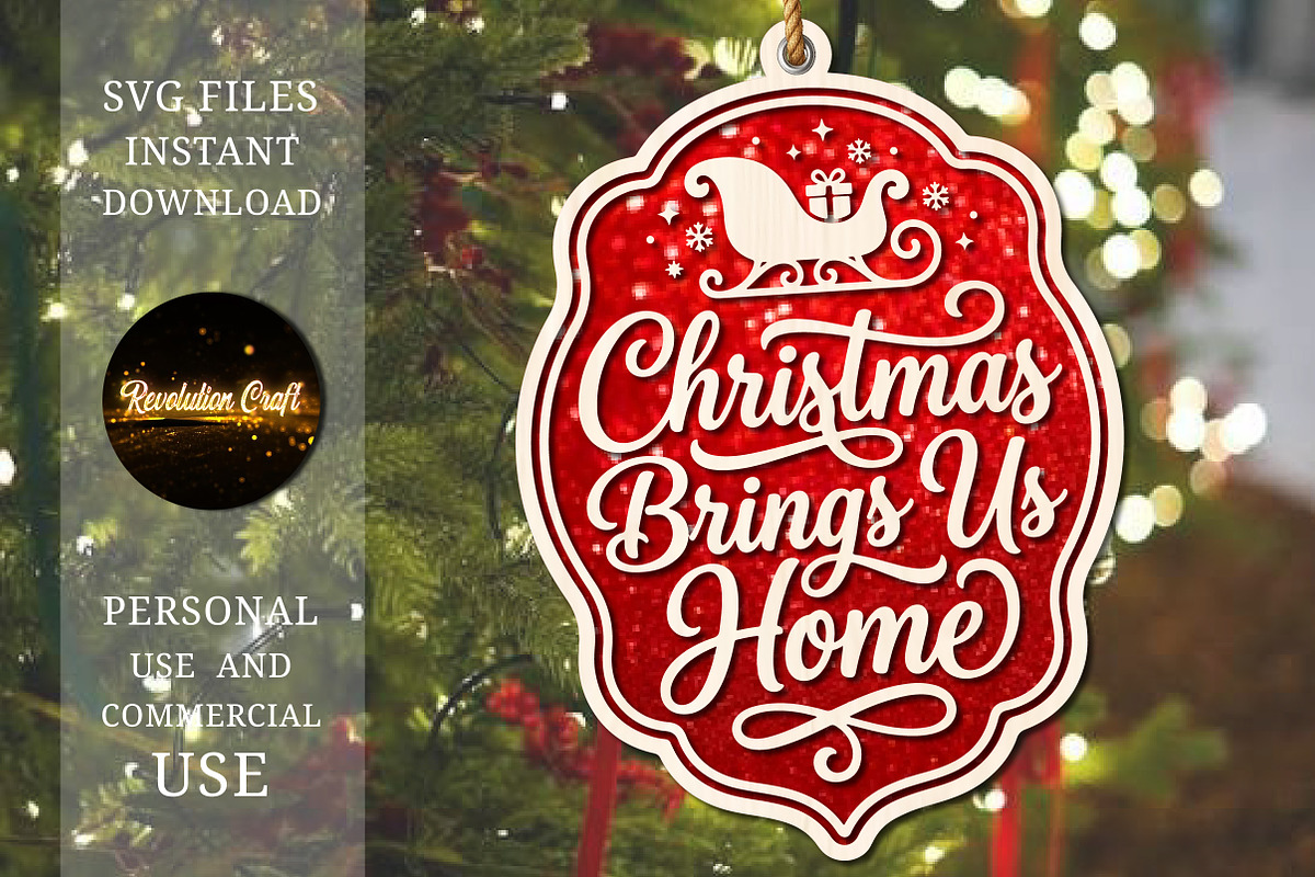 Christmas Brings Us Home Ornament, an Object Graphic by OK Design (Photo 3 of 3)