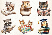 Cute Animals Reading Book Clipart, a Seasonal Illustration by Rose Art (Thumbnail 4 of 4)