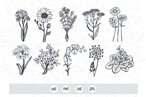 Flowers Alphabet Outline Art