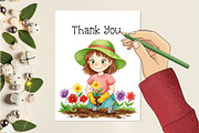 Garden Girl Clipart Set, an Illustration by Creative Art (Thumbnail 8 of 9)