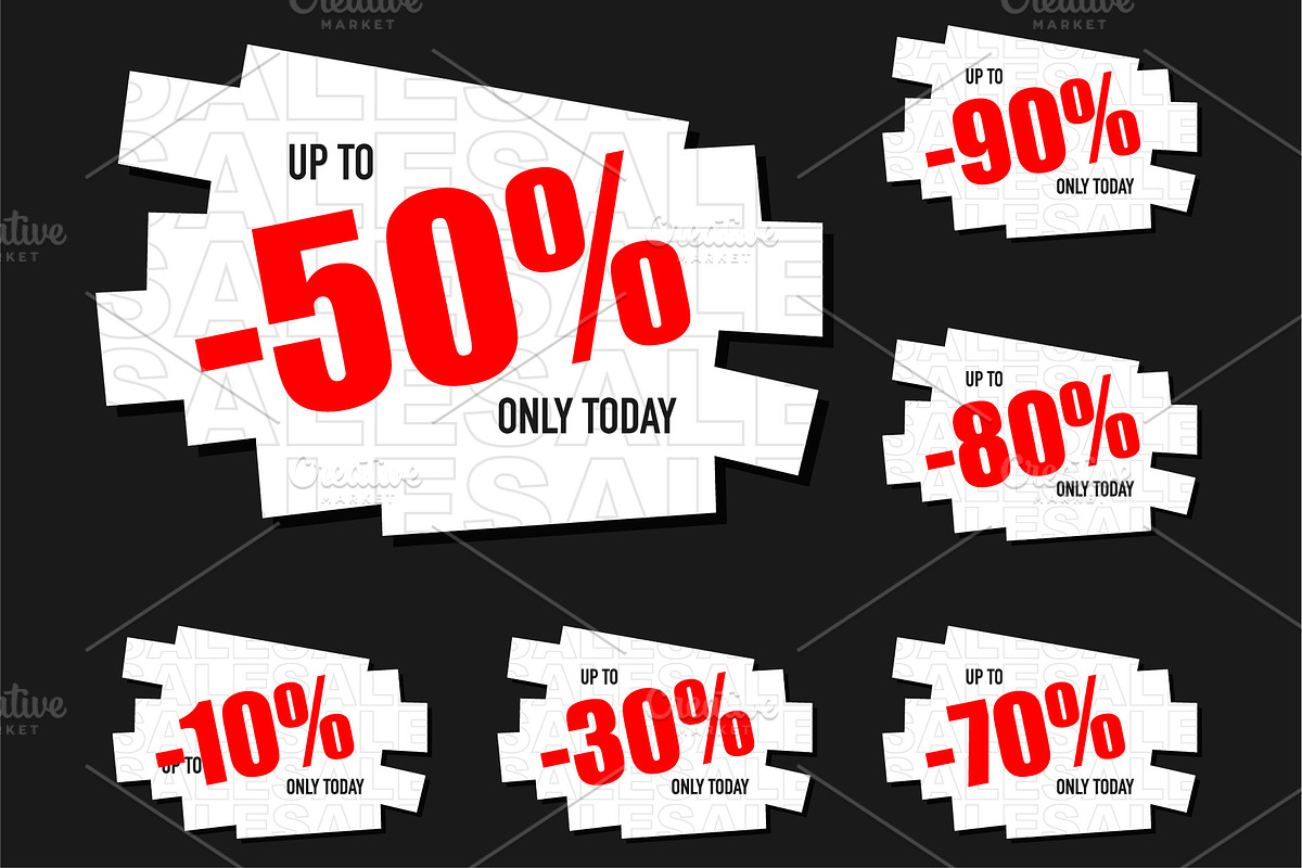 Sale discount paper stickers set, a Templates & Theme by LongQuattroArt (Photo 2 of 2)