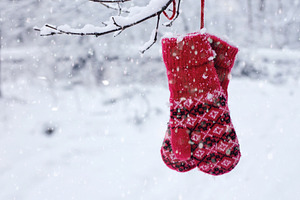 Christmas decoration with red mitten