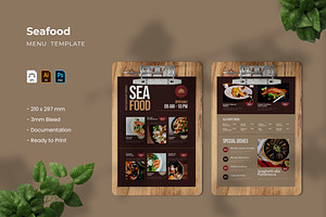 Seafood - Restaurant Menu, a Print Template by VUNIRA