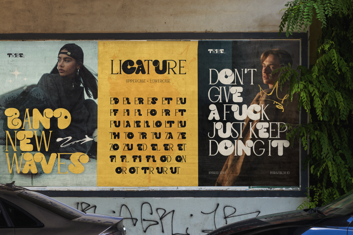 Tribel - Unique Hybrid Typeface, a Serif Font by Burntilldead (Photo 6 of 12)