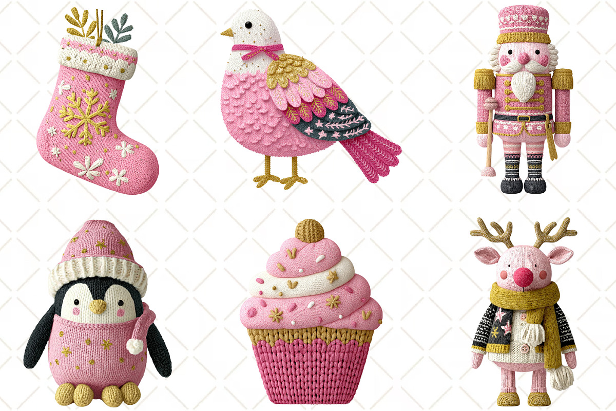 Crochet Christmas Clipart, an Illustration by Black Bird Studio (Photo 6 of 6)