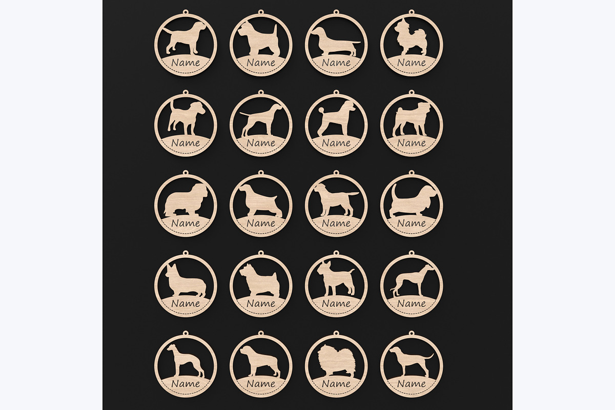 40 Custom Dog Ornaments Laser Files, an Object Graphic by ThemeXDigital (Photo 2 of 9)