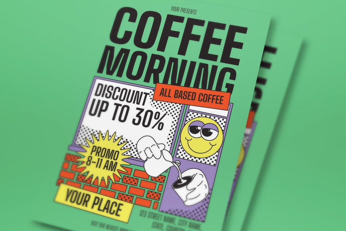 Green Coffee Shop Promo Flyer Set, a Flyer Template by graphicook (Photo 2 of 3)