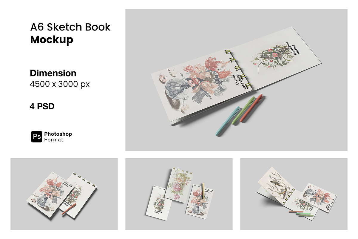 A6 Sketch Book Mockup, a Books & Magazine Mockup by ianmikraz (Photo 1 of 5)