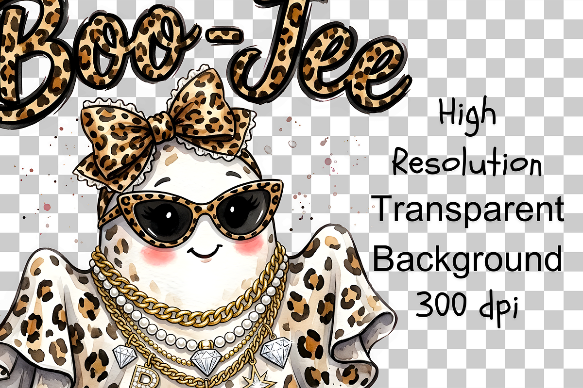 Boo Jee Leopard Print Ghost PNG, an Object Illustration by Clipart Bloom (Photo 2 of 3)