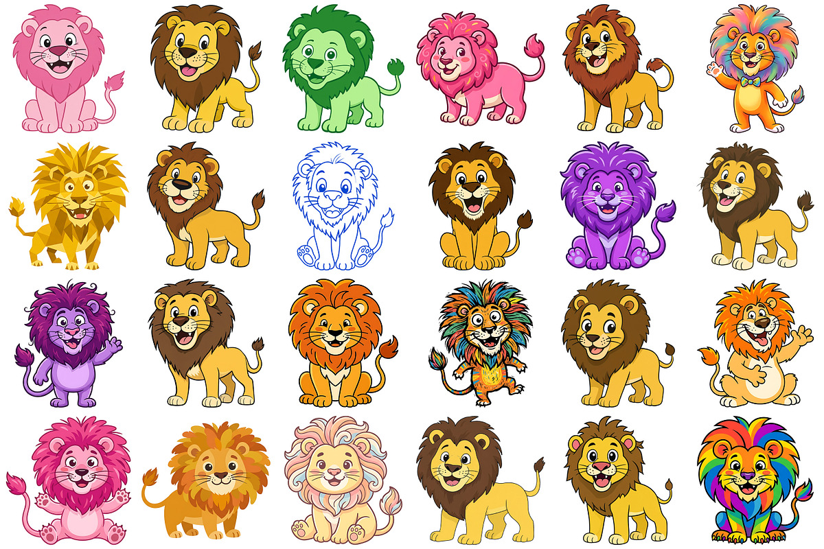 Funny Lion Clipart, an Animal Illustration by Forhadx5 (Photo 3 of 6)