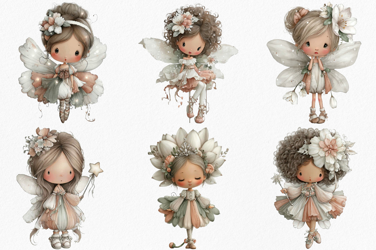 Watercolor Whimsical Fairy Clipart, an Illustration by Canvas Craft (Photo 2 of 8)