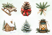 Woodland Christmas Clipart, an Illustration by Creative Art (Thumbnail 2 of 10)