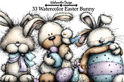 Watercolor Easter Bunny Clipart, an Illustration by Watercolor design (Thumbnail 1 of 7)