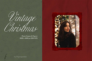 Vintage Christmas Papers & Frames, a Background Graphic by PaperJamLab