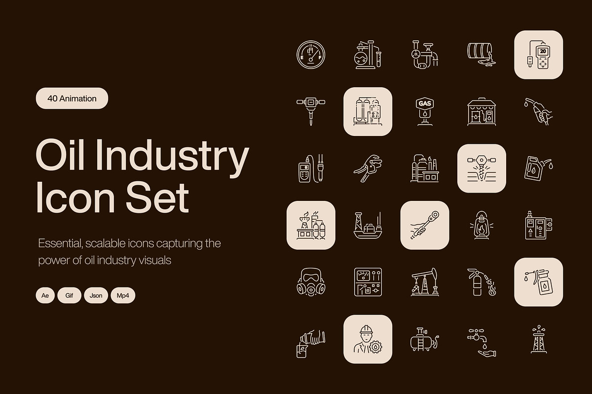Animated Oil Industry Icon Set, an Outline Icon by Prosymbols (Photo 1 of 4)
