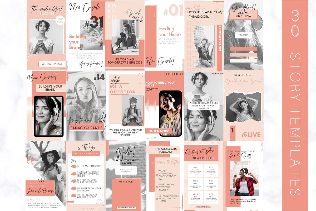 50 Podcast Instagram Template BUNDLE, a Social Media Template by Templatables (Photo 11 of 12)