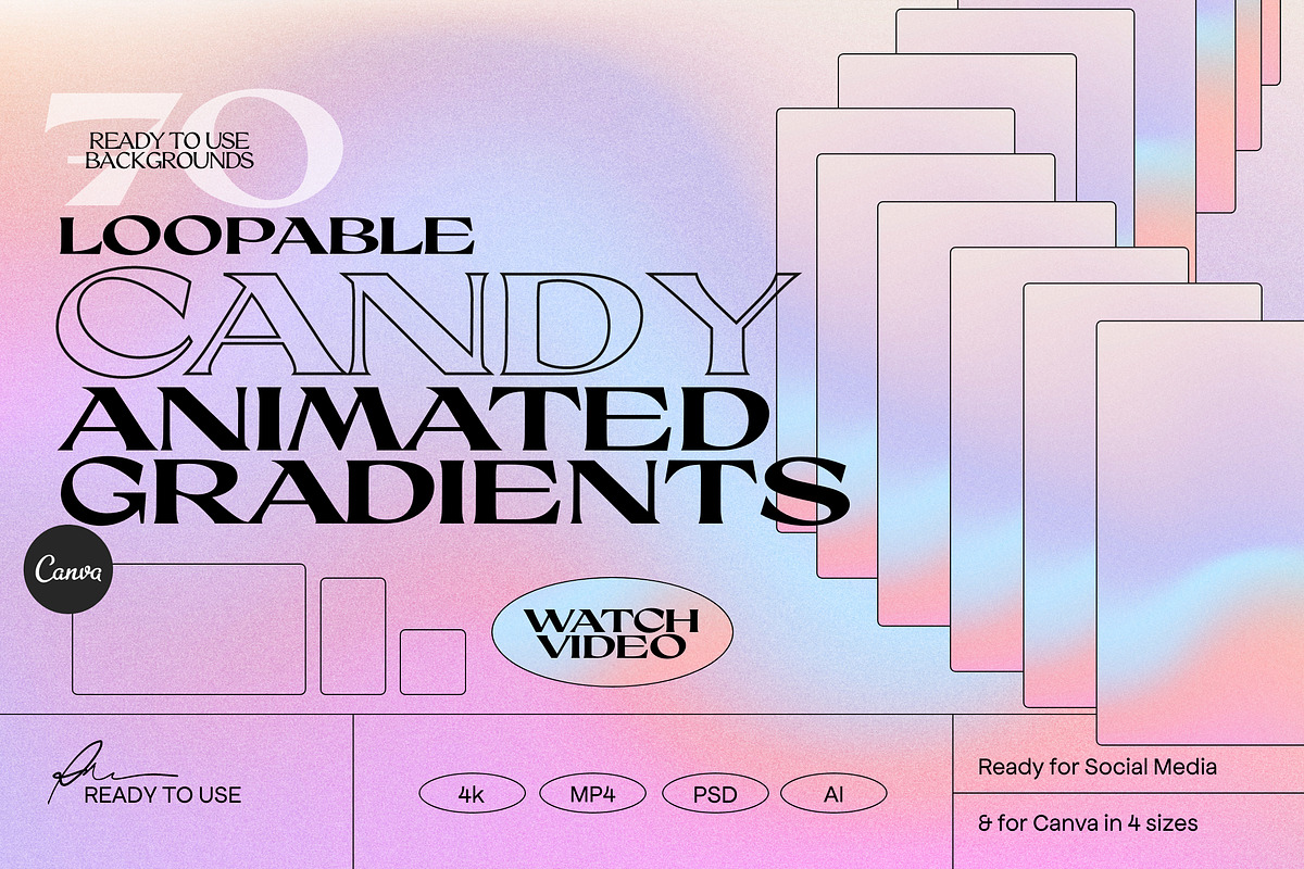CANDY Animated Gradients Backgrounds, a Social Media Template by Sparrow & Snow (Photo 1 of 21)