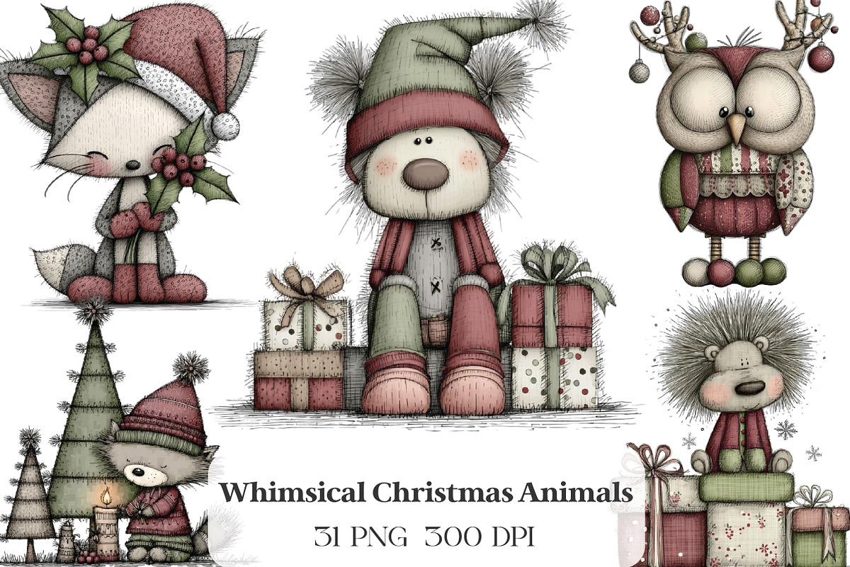 whimsical Santa reindeer clipart, an Illustration by CraftArtStudio (Photo 1 of 6)