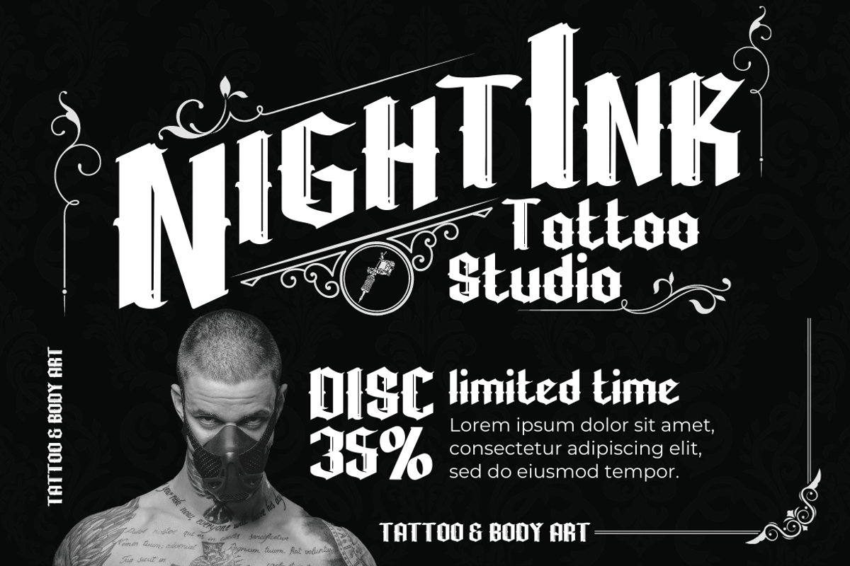 WUSHIN Blackletter font, a Blackletter Font by twinstd (Photo 5 of 13)
